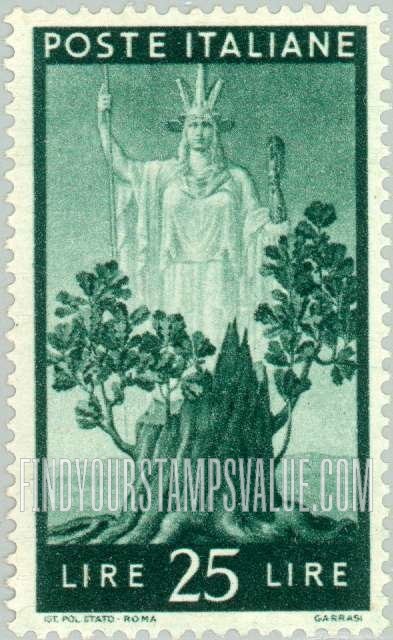 FindYourStampsValue: “Italia” and Sprouting Oak Stump