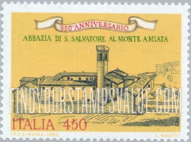 FindYourStampsValue: San Salvatore Abbey, Monte Amiata, 950th Anniversary