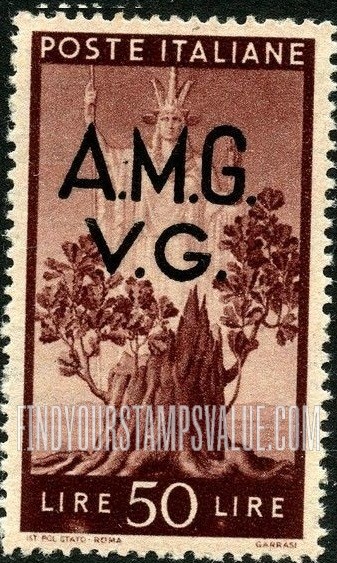 FindYourStampsValue: VENEZIA GIULIA - “Italia” and Sprouting Oak Stump: On Stamps of 1945