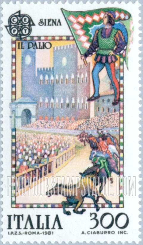 FindYourStampsValue: Europa: Horse race, Siena