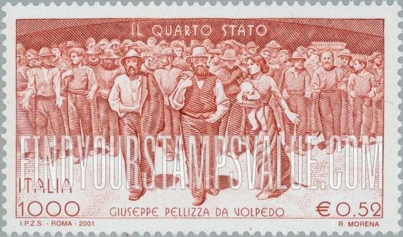 FindYourStampsValue: Centennial of II Quarto Stato, Painting by Giuseppe Pellizza da Volpedo