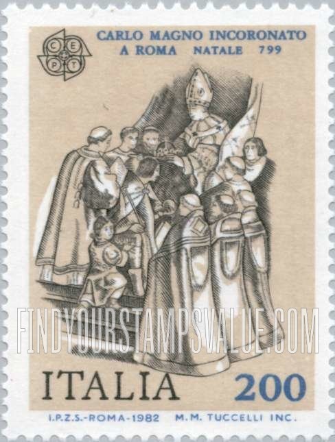FindYourStampsValue: Europa: Coronation of Charlemagne, 799