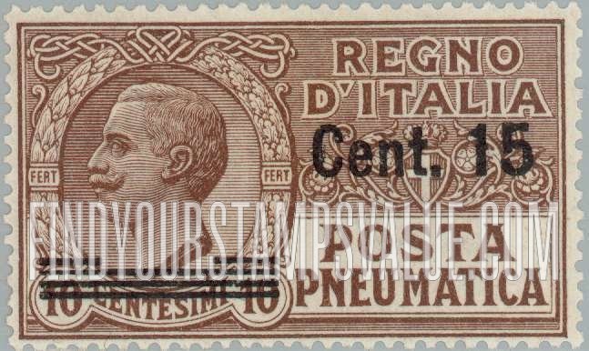 FindYourStampsValue: PNEUMATIC POST - King Victor Emmanuel III: Surcharged