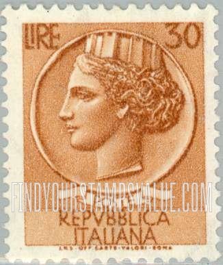 FindYourStampsValue: “Italia” after Syracusean Coin: Italia Type of 1953-54