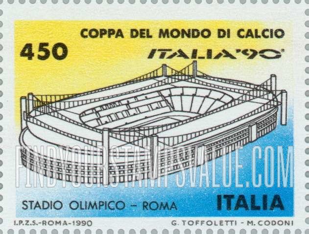 FindYourStampsValue: Soccer club emblems and stadiums in Italy: Olympic Stadium, Rome