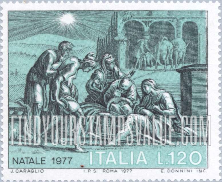 FindYourStampsValue: Christmas: Adoration of the Shepherds, by Gian Jacopo Caraglio