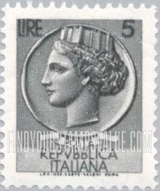 FindYourStampsValue: “Italia” after Syracusean Coin: Italia Type of 1953-54