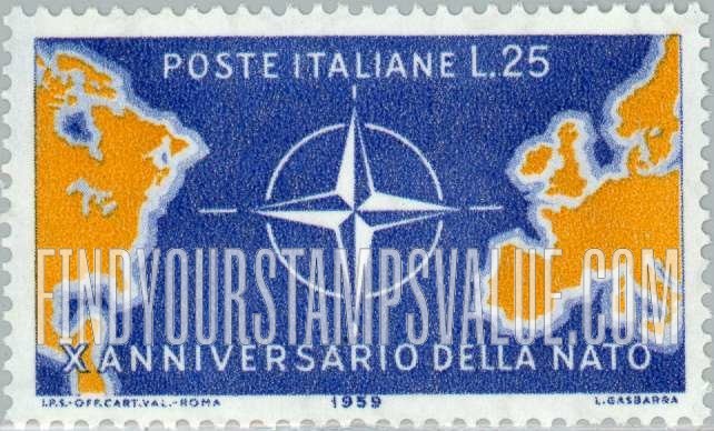 FindYourStampsValue: Map of North Atlantic and NATO Emblem
