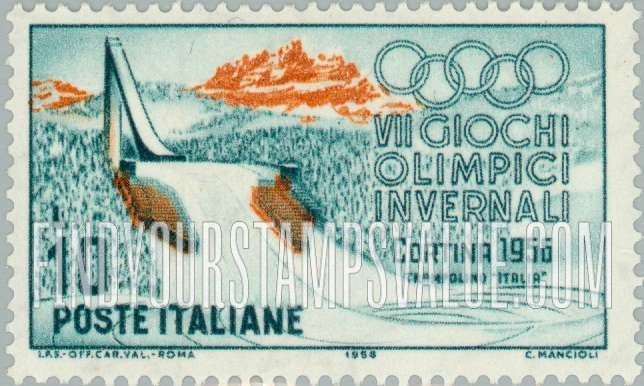 FindYourStampsValue: Stadiums at Cortina: Ski Jump ”Italia”