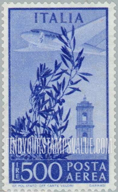 FindYourStampsValue: AIR POST - Types of 1945-46, 1948: Plane over Capitol Bell Tower