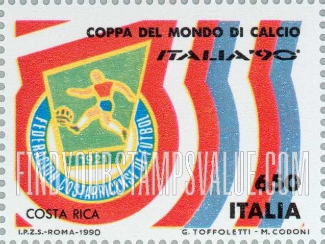 FindYourStampsValue: Soccer club emblems and stadiums in Italy: Costa Rica