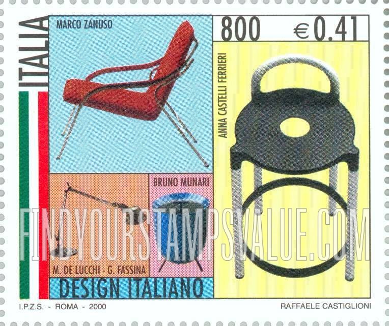 FindYourStampsValue: Italian Design: Marco Zanuso, Anna Castelli Ferrieri, Michele de Lucchi & Giancarlo Fassina, Bruno Munari