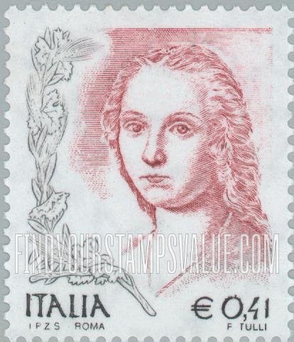 FindYourStampsValue: Women in Art Type of 1998 With Denominations in Euros Only: “Lady with the Unicorn,” by Raphael