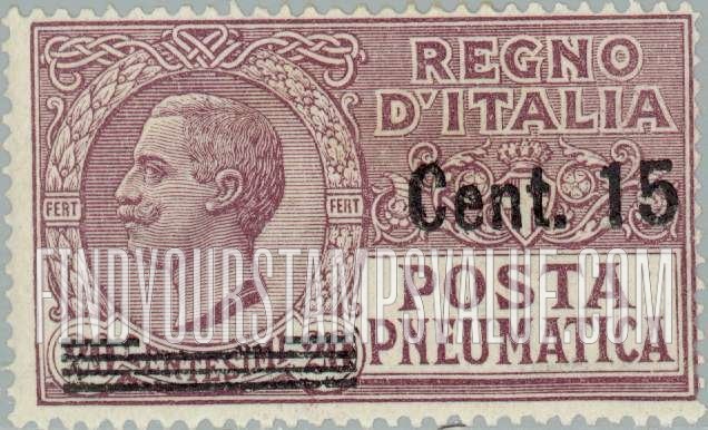 FindYourStampsValue: PNEUMATIC POST - King Victor Emmanuel III: Surcharged