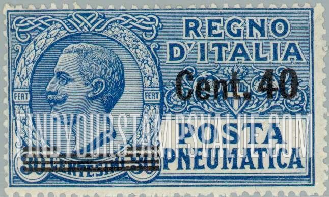 FindYourStampsValue: PNEUMATIC POST - King Victor Emmanuel III: Surcharged