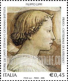 FindYourStampsValue: Story of Sts. Stephan and John The Baptist, by Fra Filippo Lippi