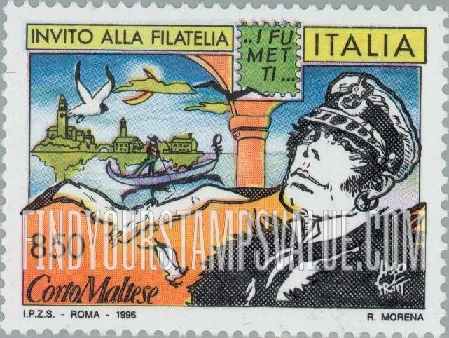 FindYourStampsValue: Invitation to Philately: Seagulls, gondola, city, Corto Maltese