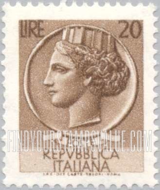 FindYourStampsValue: “Italia” after Syracusean Coin: Italia Type of 1953-54
