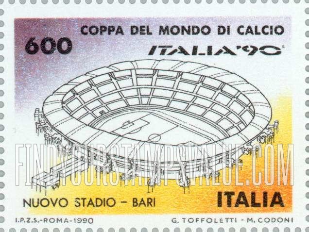FindYourStampsValue: Soccer club emblems and stadiums in Italy: New Stadium, Bari