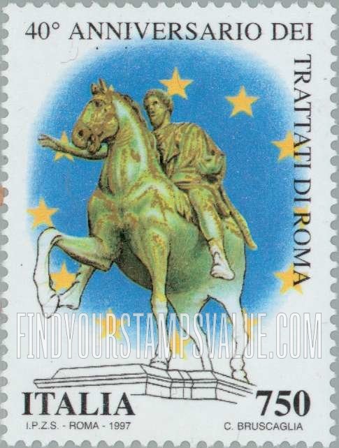 FindYourStampsValue: Statue of Marcus Aurelius (121-180), Roman Emperor