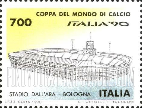 FindYourStampsValue: 1990 World Cup Soccer Championships, Italy: Dall’ara Stadium, Bologna