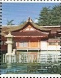 FindYourStampsValue: World Heritage Sites: Marodo Jinjya and pillar in water- 世界遺産、厳島神社　客神社