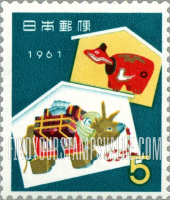 FindYourStampsValue: Little Red Calf of Aizu, Gold Calf of Iwate - 会津の赤い子牛、岩手の金の子牛