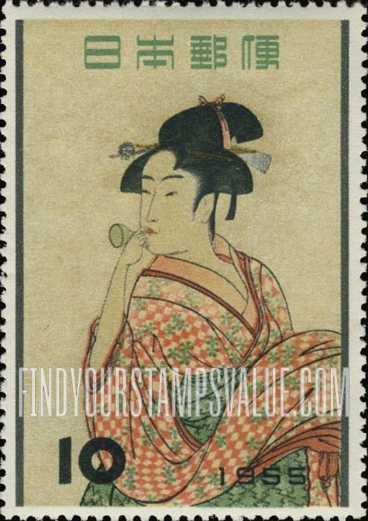 FindYourStampsValue: “A Girl Blowing Glass Toy,” by Utamaro - ビードロを吹く娘（喜多川歌麿）