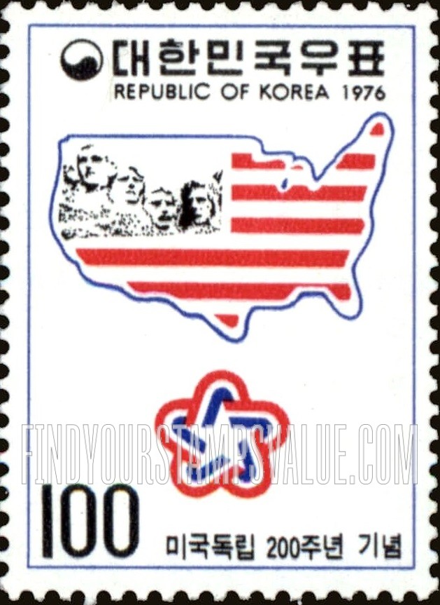 FindYourStampsValue: Map and Mt. Rushmore Monument - 미국 지도와 러시모어산