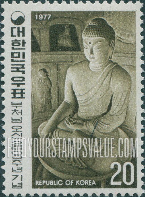 FindYourStampsValue: Buddha, 8th Century, Sokkulam Grotto - 석굴암 부처, 8세기