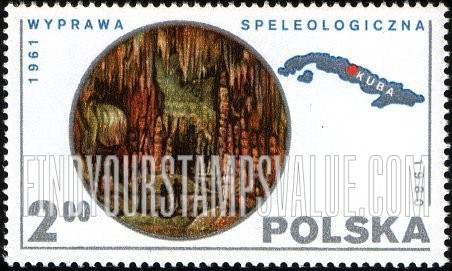 FindYourStampsValue: Caverns, (1961 Expedition) Map of Cuba
