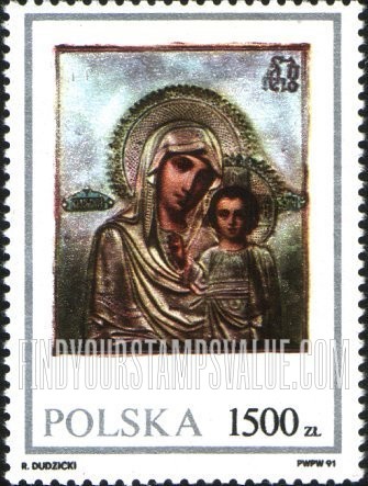 FindYourStampsValue: Polish Icons: Various paintings of Madonna and Child