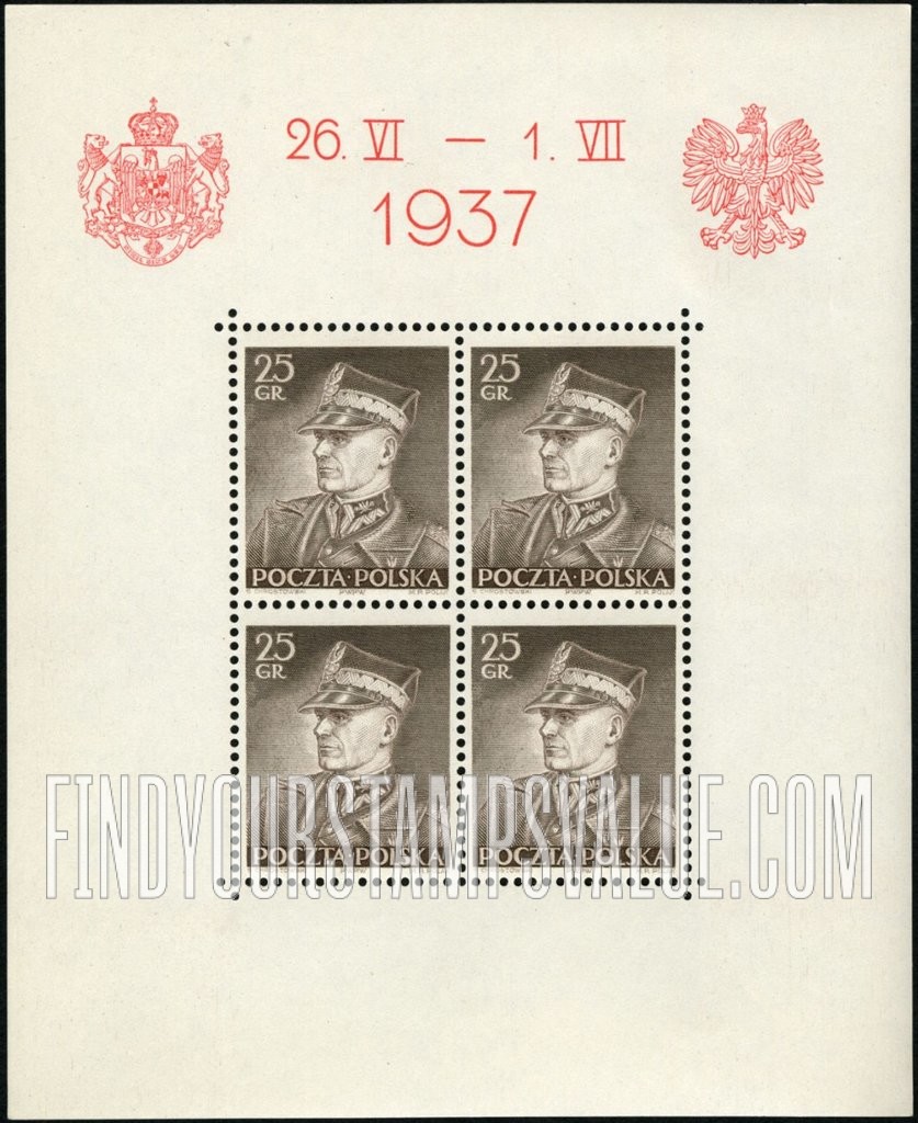 FindYourStampsValue: Marshal Smigly-Rydz: Types of 1928-37