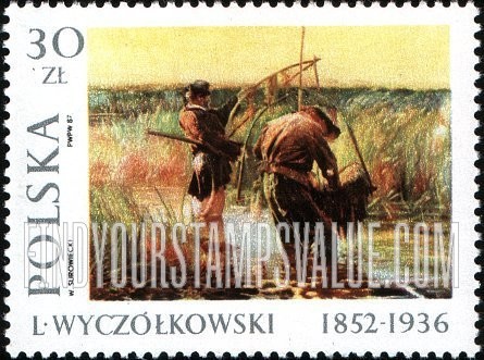 FindYourStampsValue: Paintings by Leon Wyczolkowski (1852-1936): Wading Fishermen 1891