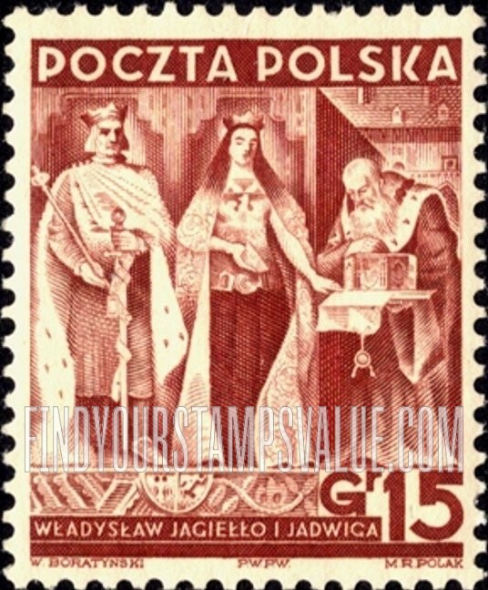 FindYourStampsValue: King Ladislas II Jagello, Queen Hedwig: Type of 1938