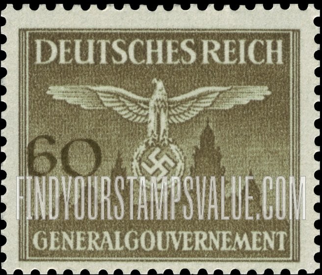 FindYourStampsValue: OCCUPATION OFFICIAL - Nazi Emblem and Cracow Castle