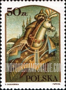 FindYourStampsValue: Folk and Fairy Tale Legends: Lajkonik, conqueror of the Tartars, 13th centennial, vertical