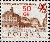FindYourStampsValue: Old Town Hall, 18th Centennial: Surcharged in Red