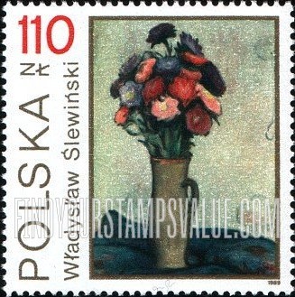 FindYourStampsValue: Flowers, Still-life Paintings in the National Museum, Warsaw: Wladyslaw Slewinski