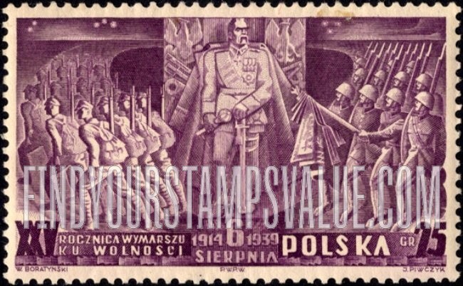 FindYourStampsValue: Marshal Pilsudski Reviewing Troops