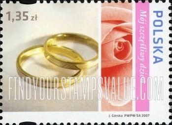 FindYourStampsValue: Greetings for Special Days: Wedding rings, rose