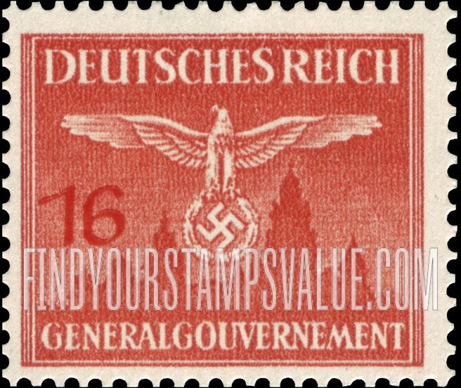 FindYourStampsValue: OCCUPATION OFFICIAL - Nazi Emblem and Cracow Castle