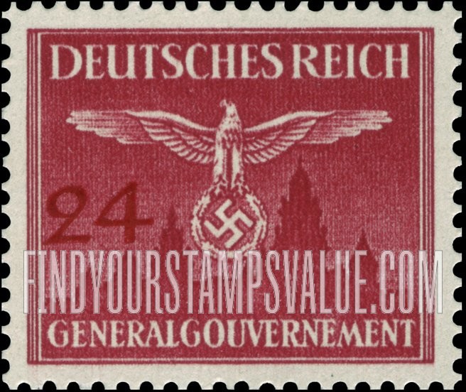 FindYourStampsValue: OCCUPATION OFFICIAL - Nazi Emblem and Cracow Castle