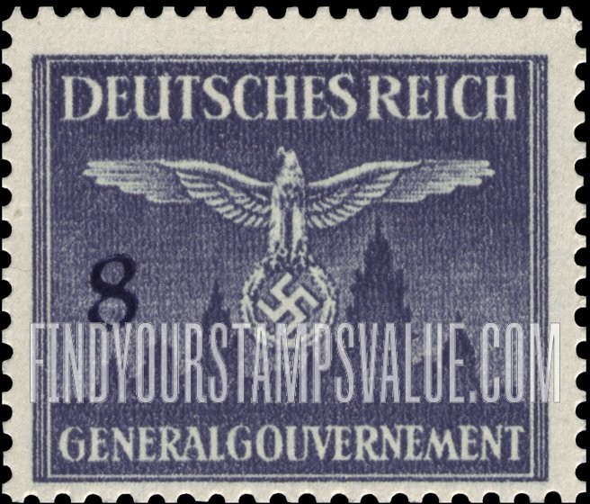 FindYourStampsValue: OCCUPATION OFFICIAL - Nazi Emblem and Cracow Castle