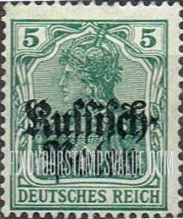 FindYourStampsValue: OCCUPATION - Germania: German Stamps of 1905 Overprinted