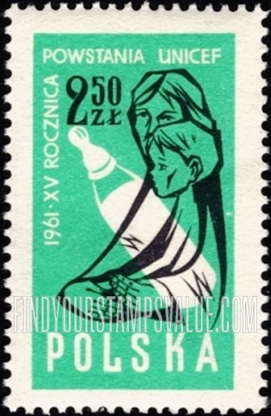 FindYourStampsValue: Mother, child and milk bottle