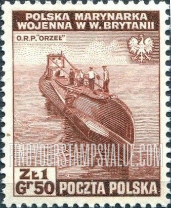 FindYourStampsValue: EXILE GOVERNMENT IN GREAT BRITAIN - Polish Submarine “Orzel”