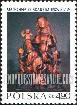 FindYourStampsValue: Polish Art: Skarbimierz Madonna, wood, c. 1340
