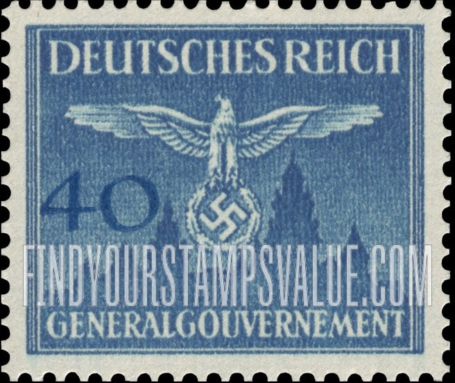 FindYourStampsValue: OCCUPATION OFFICIAL - Nazi Emblem and Cracow Castle