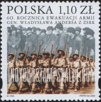 FindYourStampsValue: Evacuation of General Wladyslaw Anders’ Army from USSR, 60th Anniversary